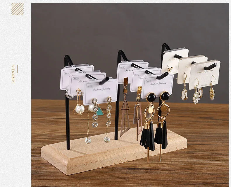 Bracelet Earring Display Holder with Wood Base Earrings Cardboard Storage Rack Jewelry Organizer Key Chain Bracelet Fram