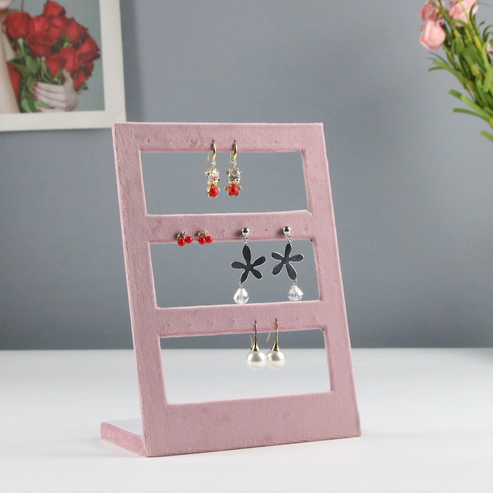 Jewelry Organizer Earring Necklace Display Stand Quality Pink Velvet Ring Tray Pendant Storage Plate Watch Bracelet Holder