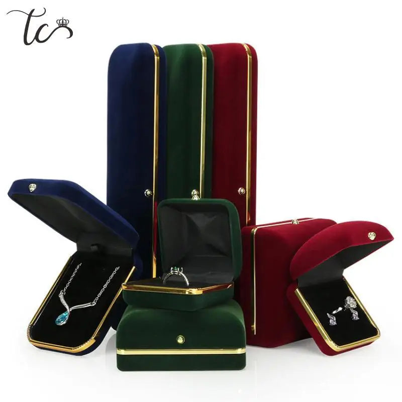 New Jewelry Storage Box Necklace Ring Display Box Earrings Bracelet Storage Box Phnom Penh Flannel Storage Box Gift Box