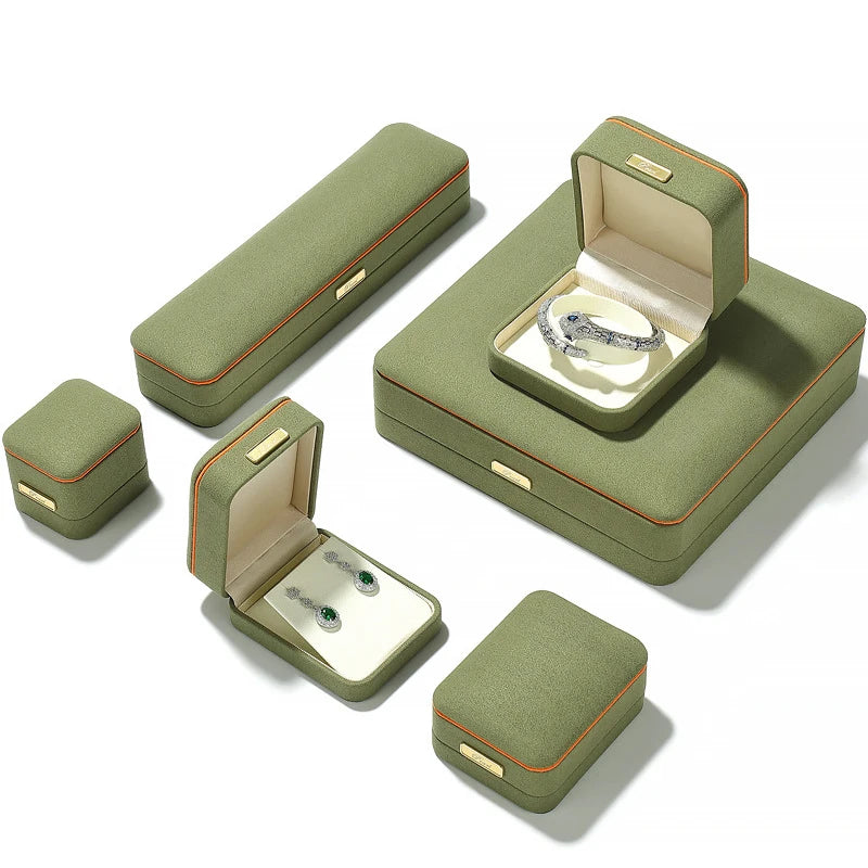 New High-End Dark Green Jewelry Packaging Box Necklace Earrings Storage Holder Wedding Party Ring Gift Boxes