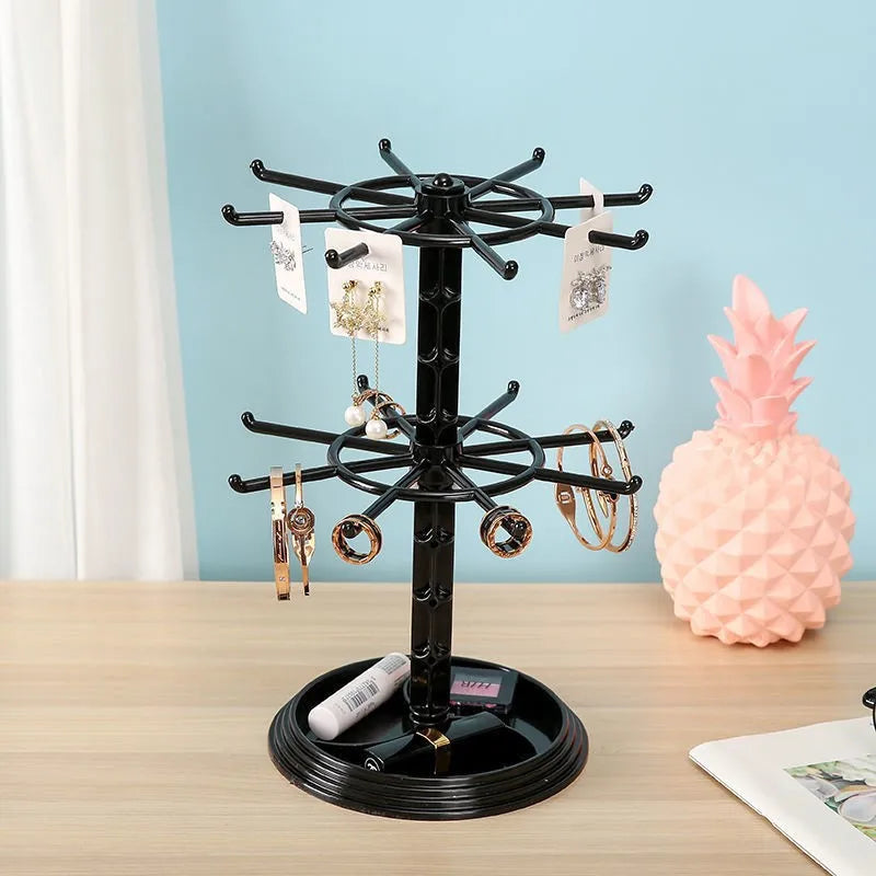 Multi-Layer Rotating Earring Organizer Earring Display Stand Bracelet Necklace Trinket Stand Scrunchie Jewelry Tray