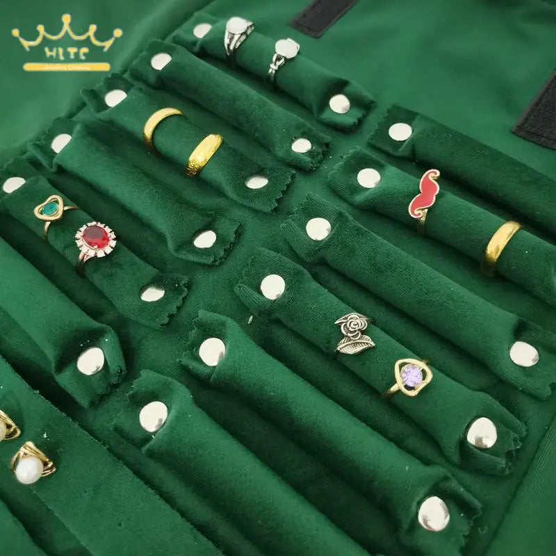 Dark Green Jewelry Velvet Bag Exhibitor Set Jewelry Storage Case Wrist Watch Necklace Display Holder Rings Pendants Packaging