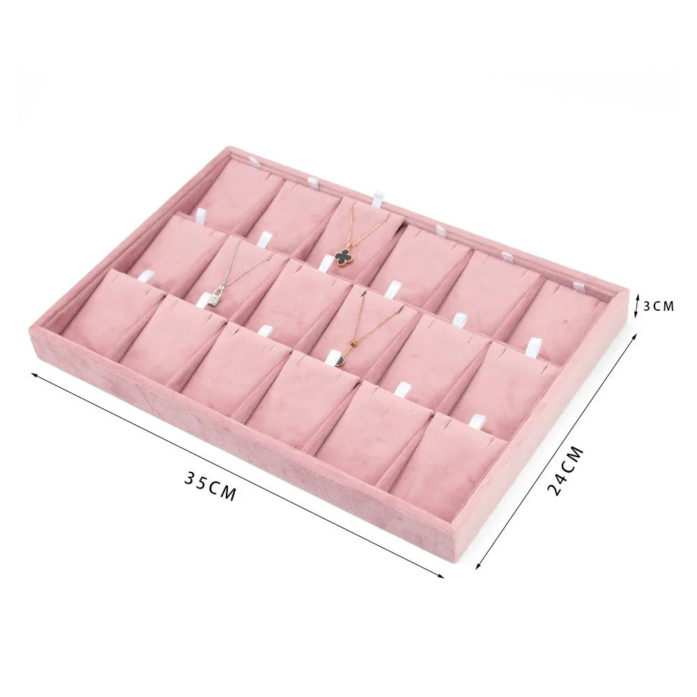 Jewelry Organizer Earring Necklace Display Stand Quality Pink Velvet Ring Tray Pendant Storage Plate Watch Bracelet Holder