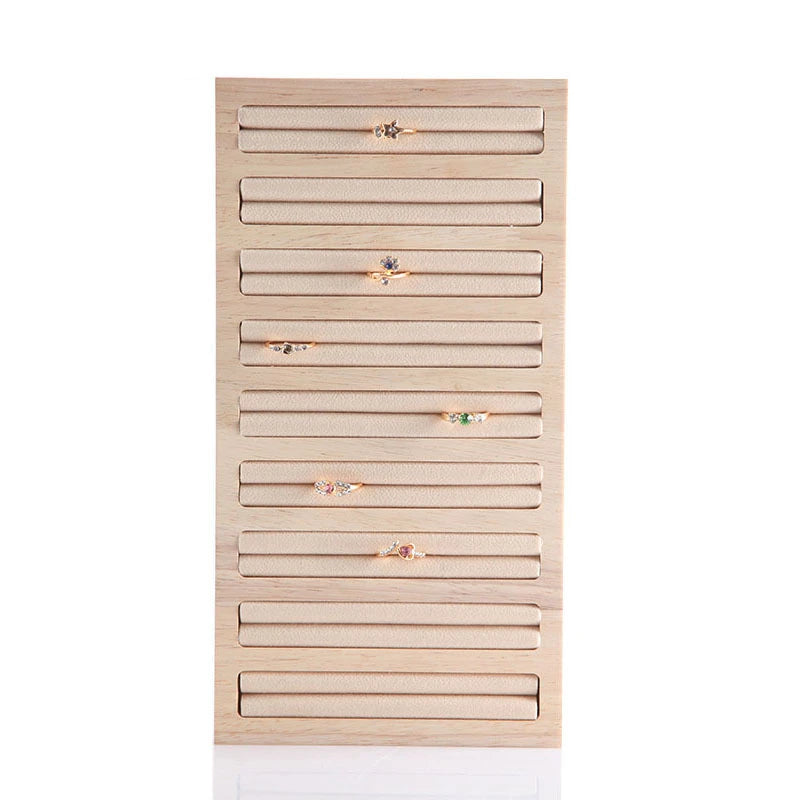 Natural Wood Square Earrings Rings Display Tray Jewelry Storage Plate Store Exhibitors Counter Showcase Props