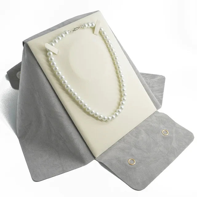 New Jewelry Necklace Holder Bag Pearl Storage Pouch Double-Sided Textured Fabric Portable Jewelry Roll Bag for Exhibitor