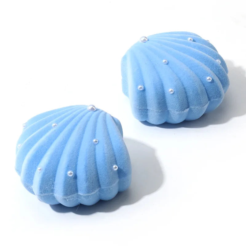 Blue Shell Shaped Jewelry Box Small Ear Stud Holder Pearl Earrings Rings Organizer Case Beautiful Small Gift Packaging Boxes