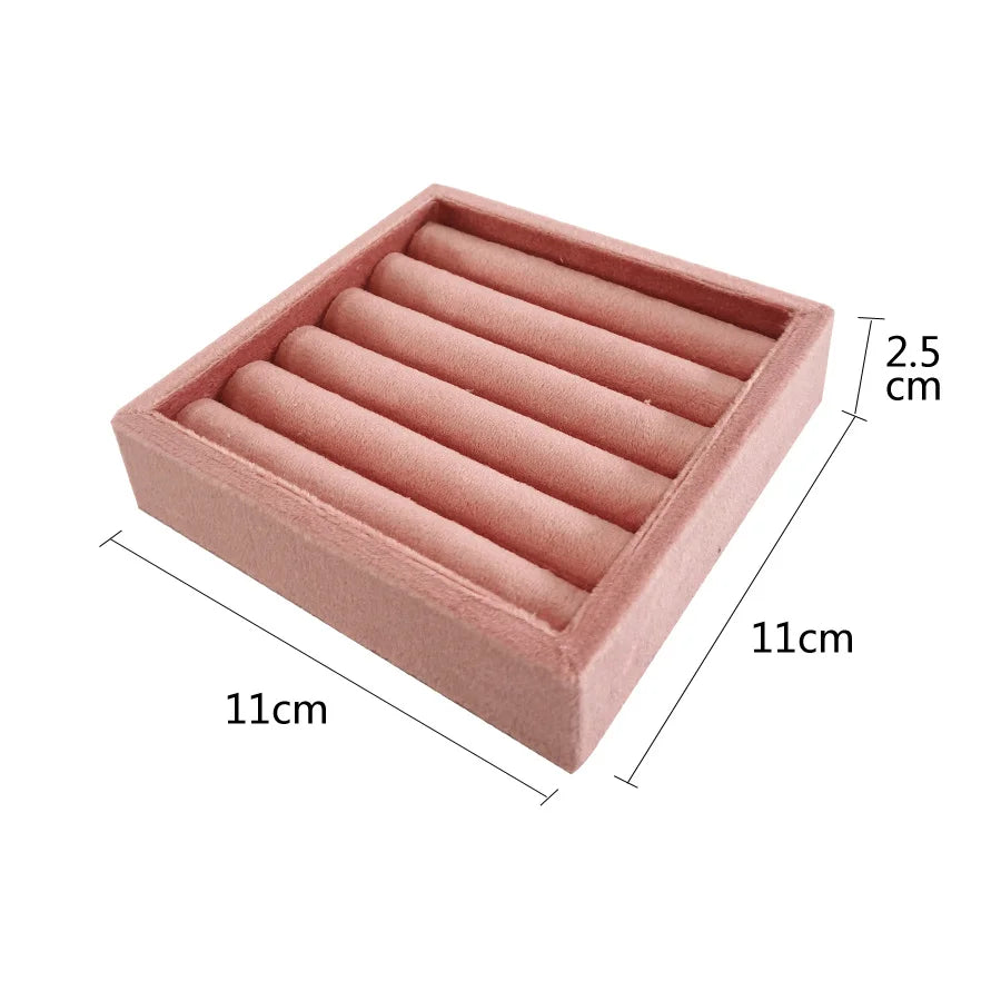 High Quality Velvet Square Tray 11*11Cm Rings Organizer Ear Studs Bangle Storage Plate Jewelry Display Multiple Colors Available