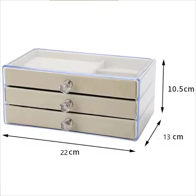 Dust-Proof Clear Acrylic Drawer Box 3 Layer Jewelry Earrings Ring Storage Case with Velvet Tray Bracelet Packaging Boxes