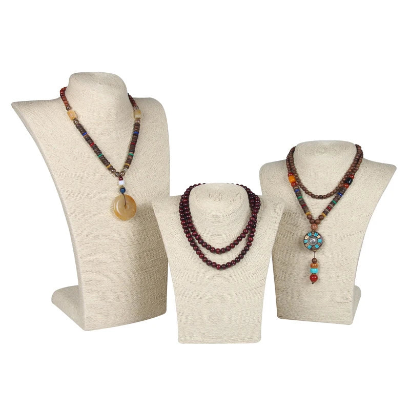 Hemp Rope Necklace Display Stand Holder Nice New Design Necklace Hanger High Quality Jewelry Display Bust Model Rack