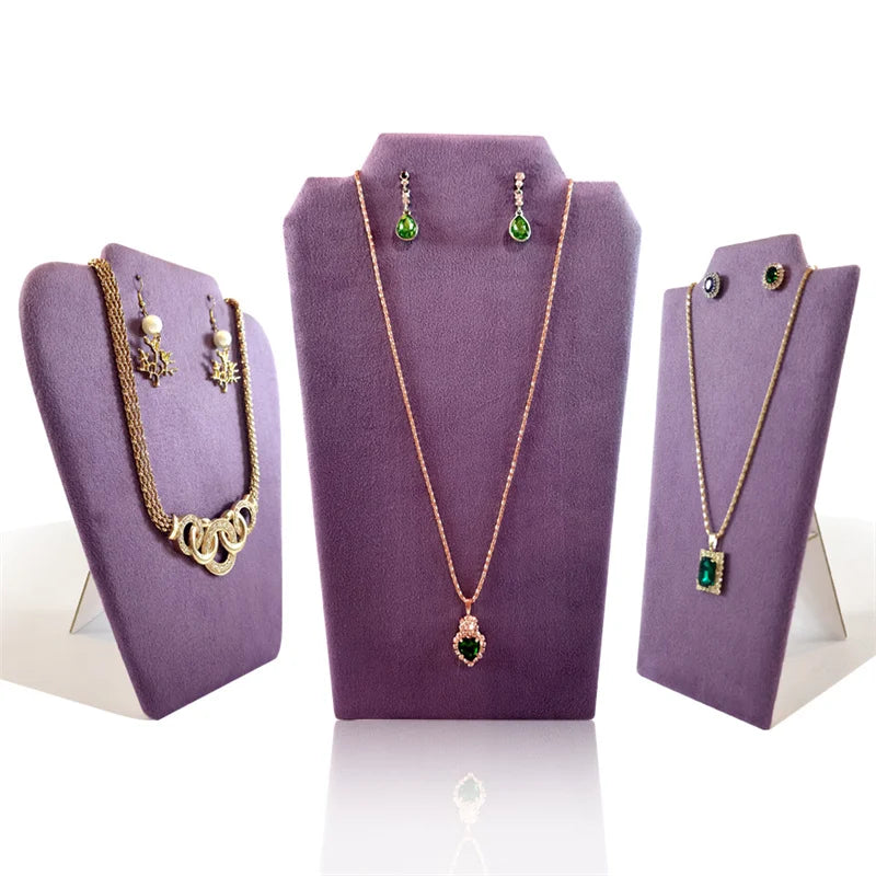 Velvet Necklace Display Stand Jewelry Organizer Rack Pearl Necklace Earrings Display Board for Exhibitor Jewelry Showcase Props