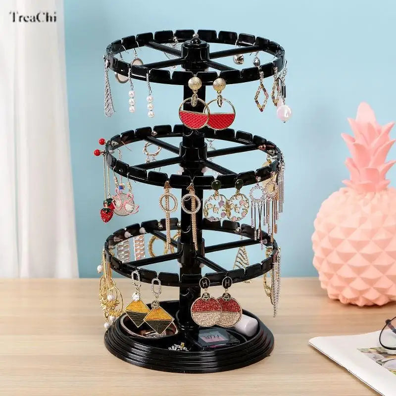 Multi-Layer Rotating Earring Organizer Earring Display Stand Bracelet Necklace Trinket Stand Scrunchie Jewelry Tray