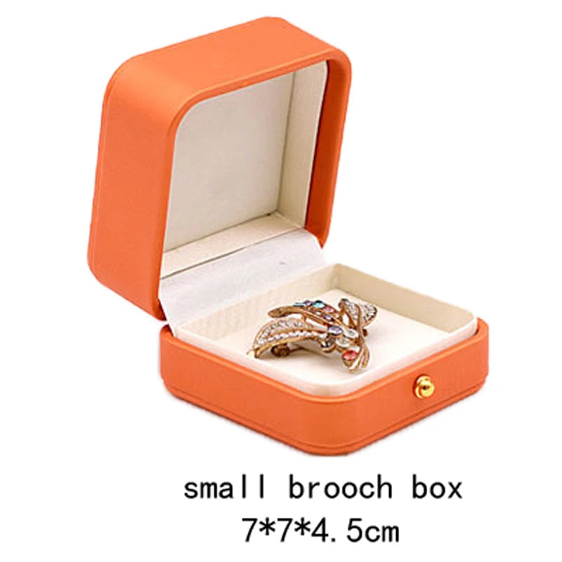 High Quality Pu Leather Jewelry Packaging Gift Box Proposal Ring Box Brooch Earring Display Box Necklace Collection Box