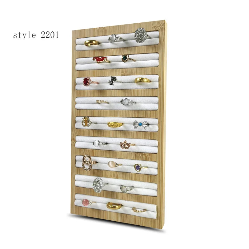 Natural Wood Square Earrings Rings Display Tray Jewelry Storage Plate Store Exhibitors Counter Showcase Props