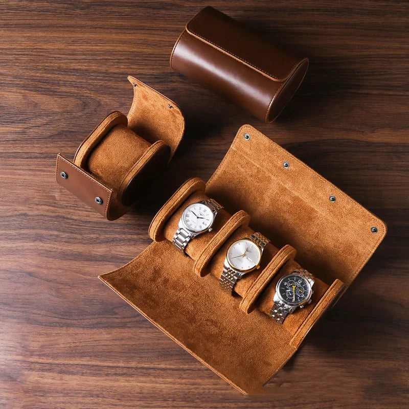Watch Organizer Pouch High Grade Leather Watch Roll Men's and Women Wristwatch Storage Holder 1/2/3 Slots Available