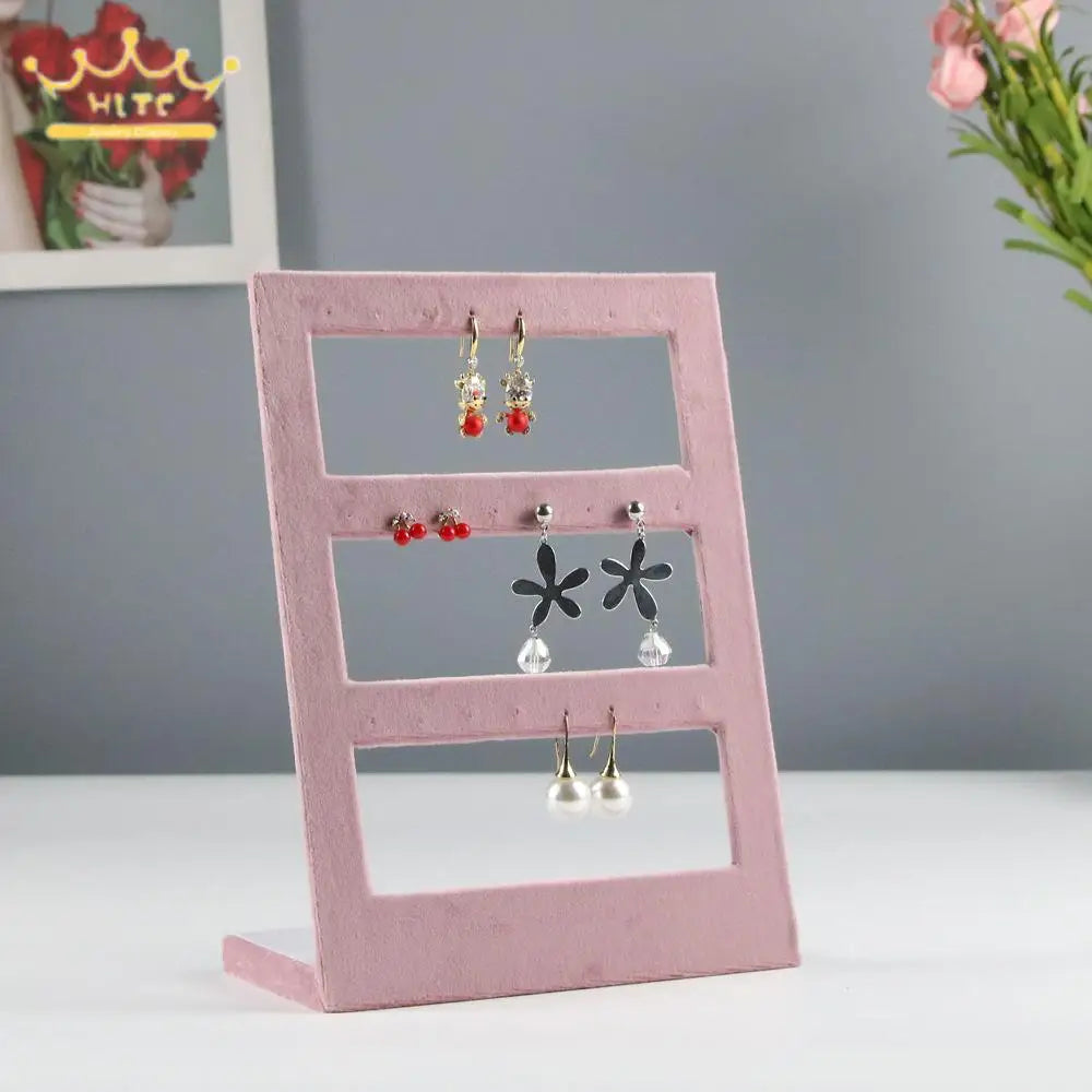 Jewelry Organizer Earring Necklace Display Stand Quality Pink Velvet Ring Tray Pendant Storage Plate Watch Bracelet Holder