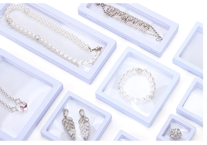 Bracelet Packaging Box 3D Pe Film Gemstone Membrane Display Holder Earring Ring Storage Case Jewelry Stand Floating Frame