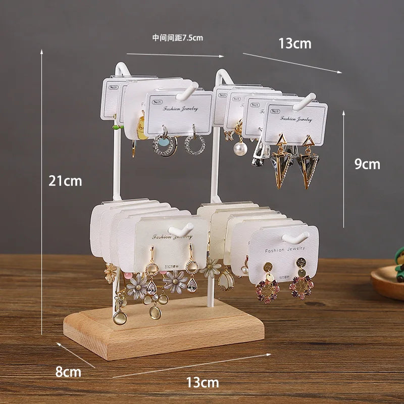 Bracelet Earring Display Holder with Wood Base Earrings Cardboard Storage Rack Jewelry Organizer Key Chain Bracelet Fram