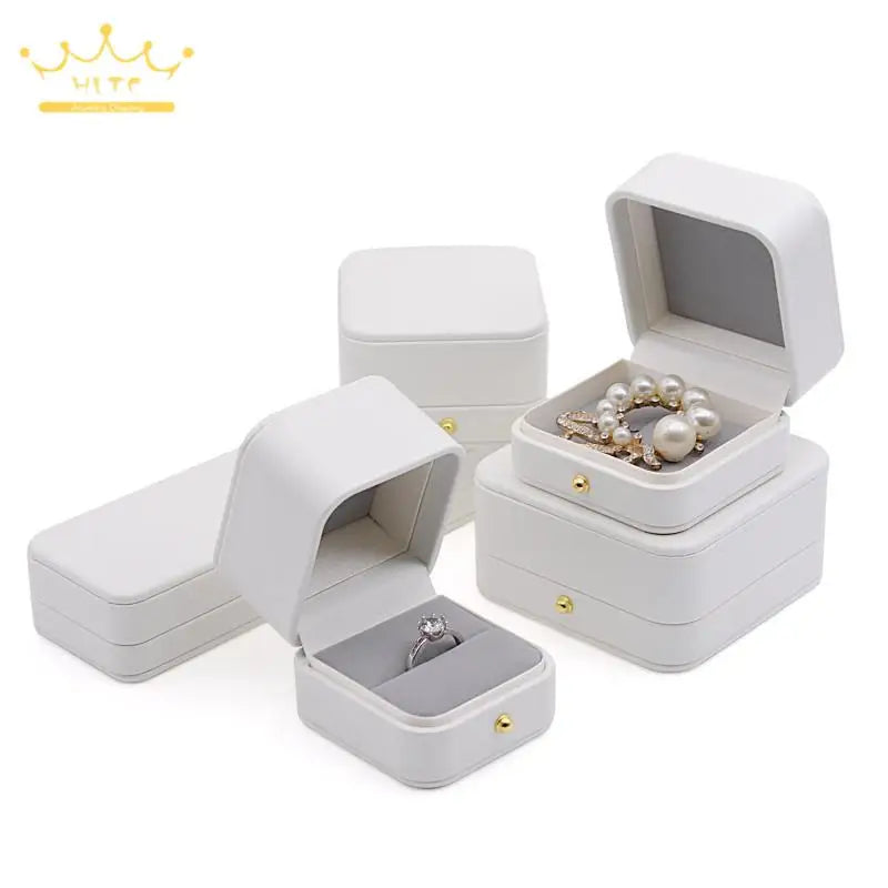 High Quality Pu Leather Jewelry Packaging Gift Box Proposal Ring Box Brooch Earring Display Box Necklace Collection Box