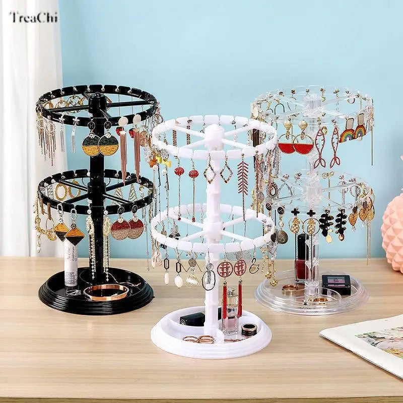 Multi-Layer Rotating Earring Organizer Earring Display Stand Bracelet Necklace Trinket Stand Scrunchie Jewelry Tray