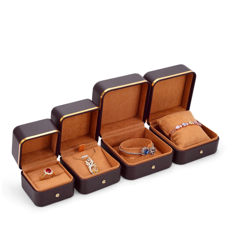 Pu Wedding Ring Jewelry Packaging Gift Box Brooch Watch Storage Case Holder Bracelet Organizer for Jewelry Store