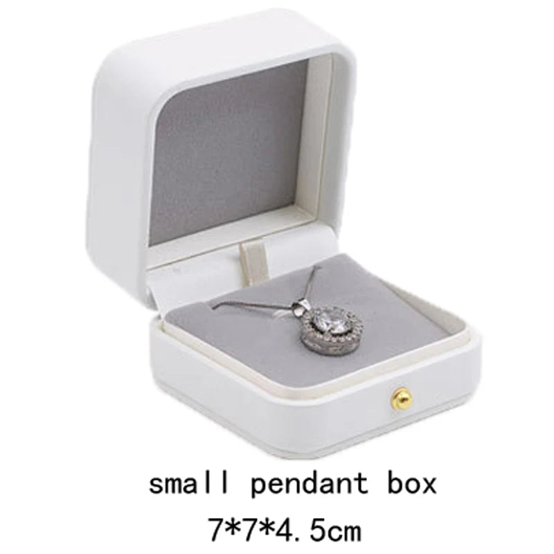 High Quality Pu Leather Jewelry Packaging Gift Box Proposal Ring Box Brooch Earring Display Box Necklace Collection Box