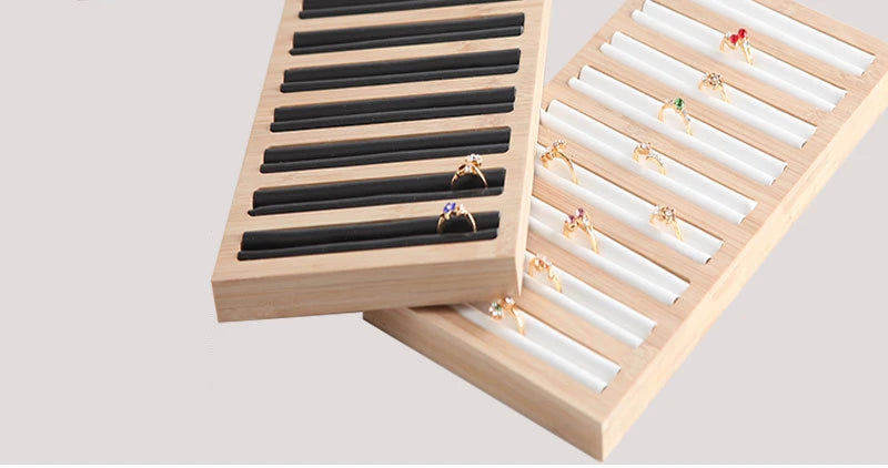 Natural Wood Square Earrings Rings Display Tray Jewelry Storage Plate Store Exhibitors Counter Showcase Props