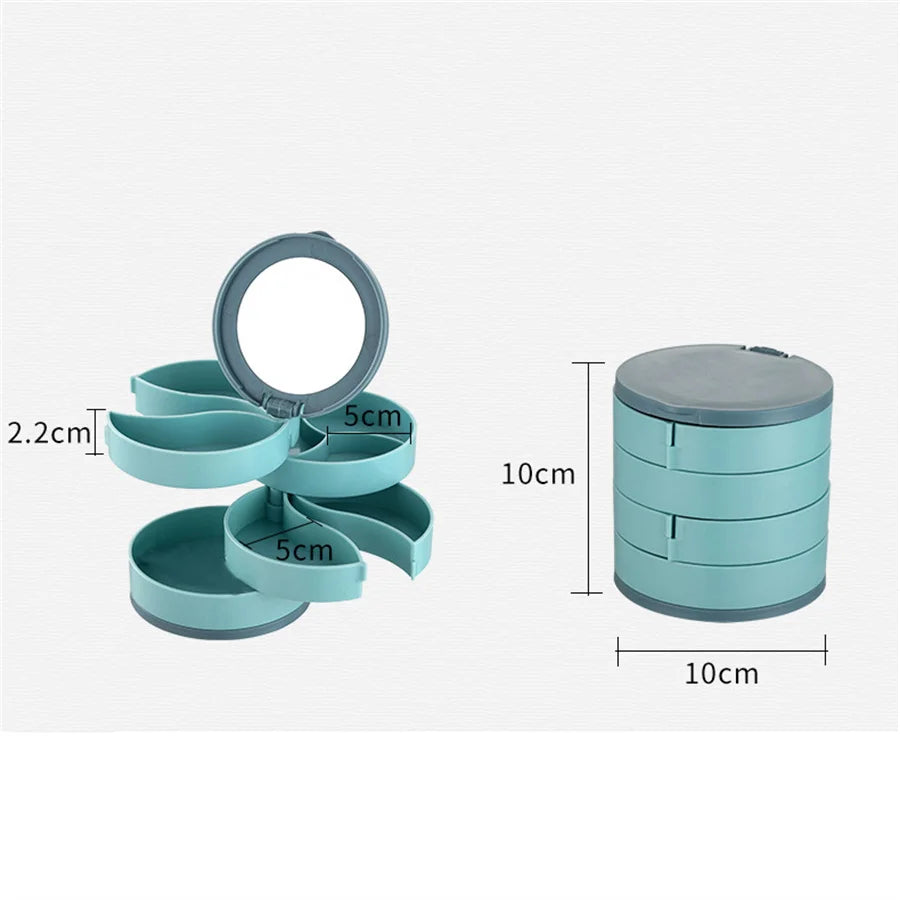 4-Layer Rotating Jewelry Storage Box Necklace Earrings Ring Organizer Holder Multi-Layer Plastic Small Items Packaging Box