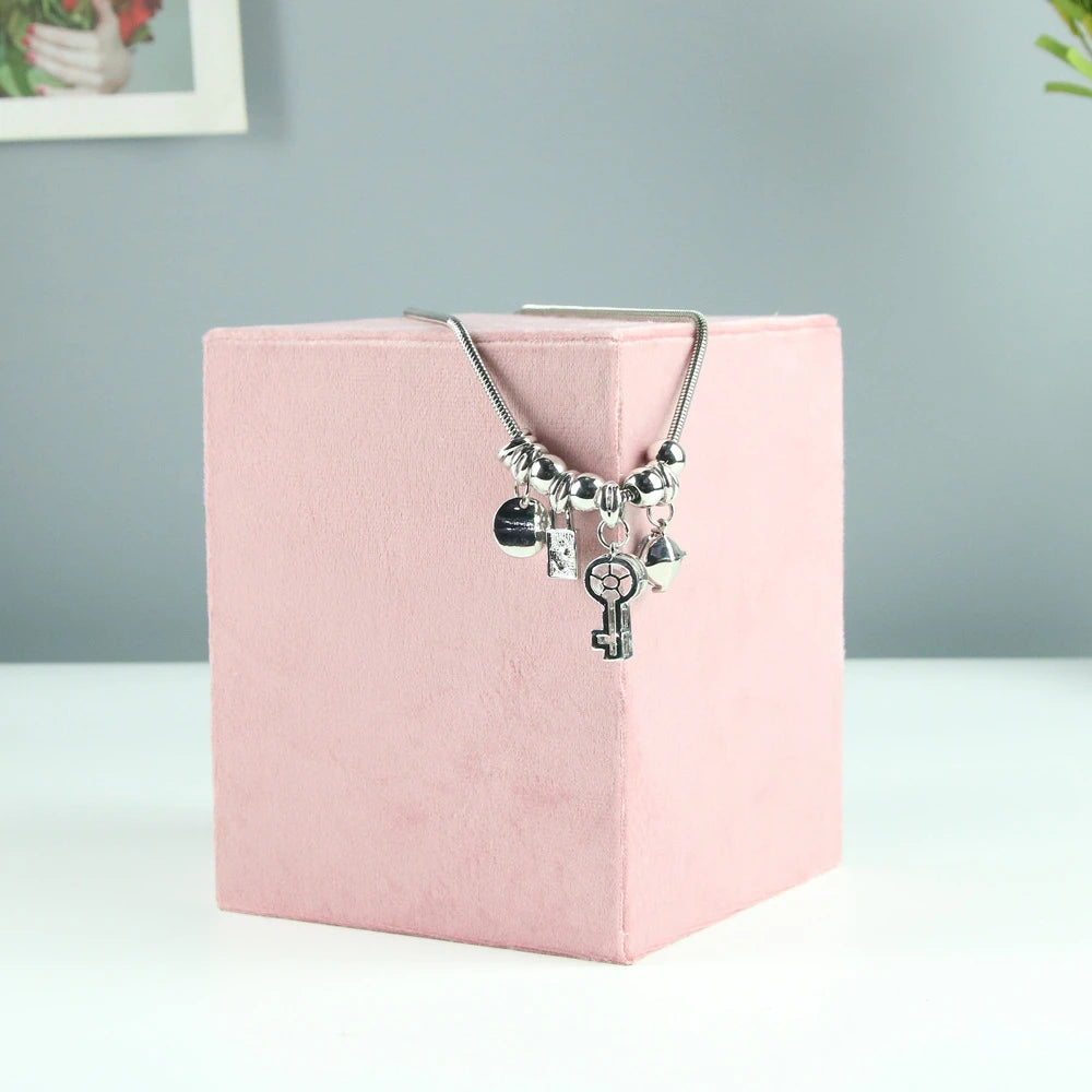 Jewelry Organizer Earring Necklace Display Stand Quality Pink Velvet Ring Tray Pendant Storage Plate Watch Bracelet Holder