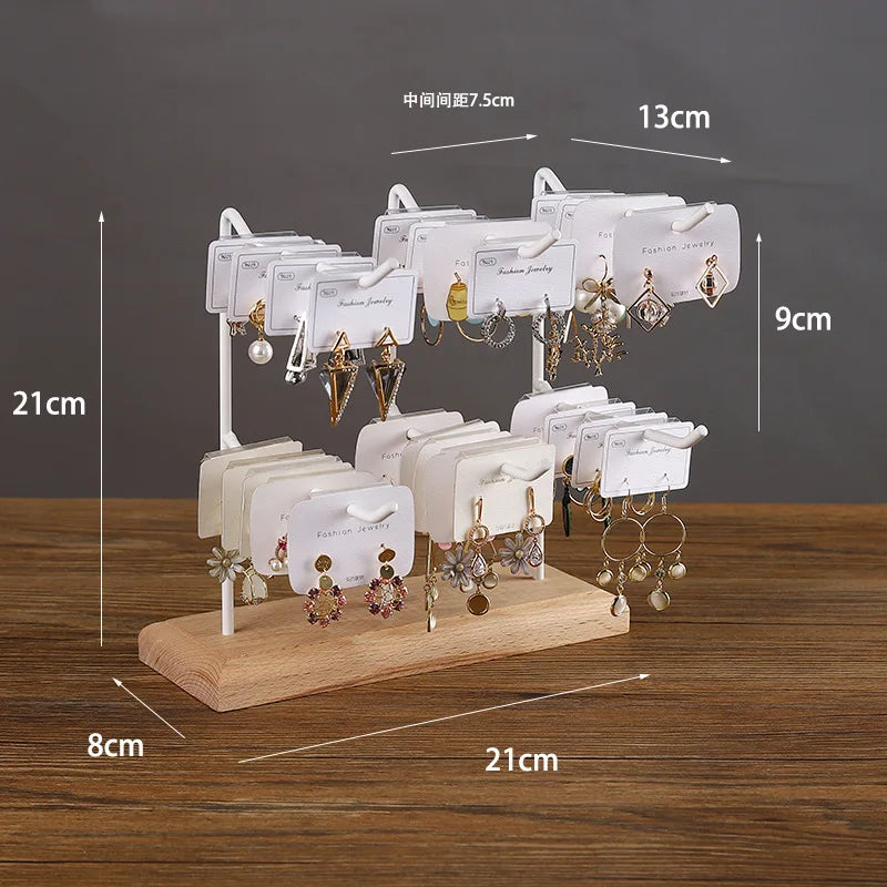 Bracelet Earring Display Holder with Wood Base Earrings Cardboard Storage Rack Jewelry Organizer Key Chain Bracelet Fram