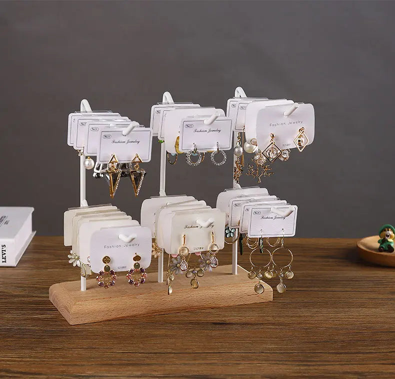 Bracelet Earring Display Holder with Wood Base Earrings Cardboard Storage Rack Jewelry Organizer Key Chain Bracelet Fram