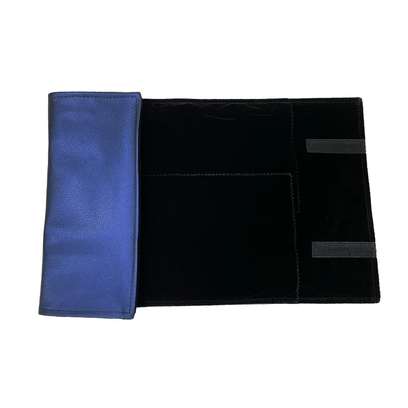 Navy Blue Leather Jewelry Roll Bag Portable Carring Case Organizer Multi Functional Necklace Pendant Storage Box