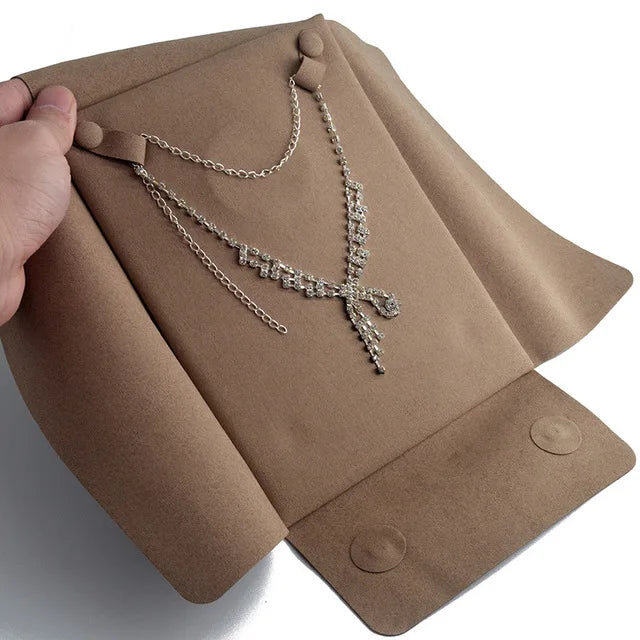 Microfiber Jewelry Display Pouch Pearl Neckalce Organizer Chain Storage Bag for Exhibition Green Blue Brown Available