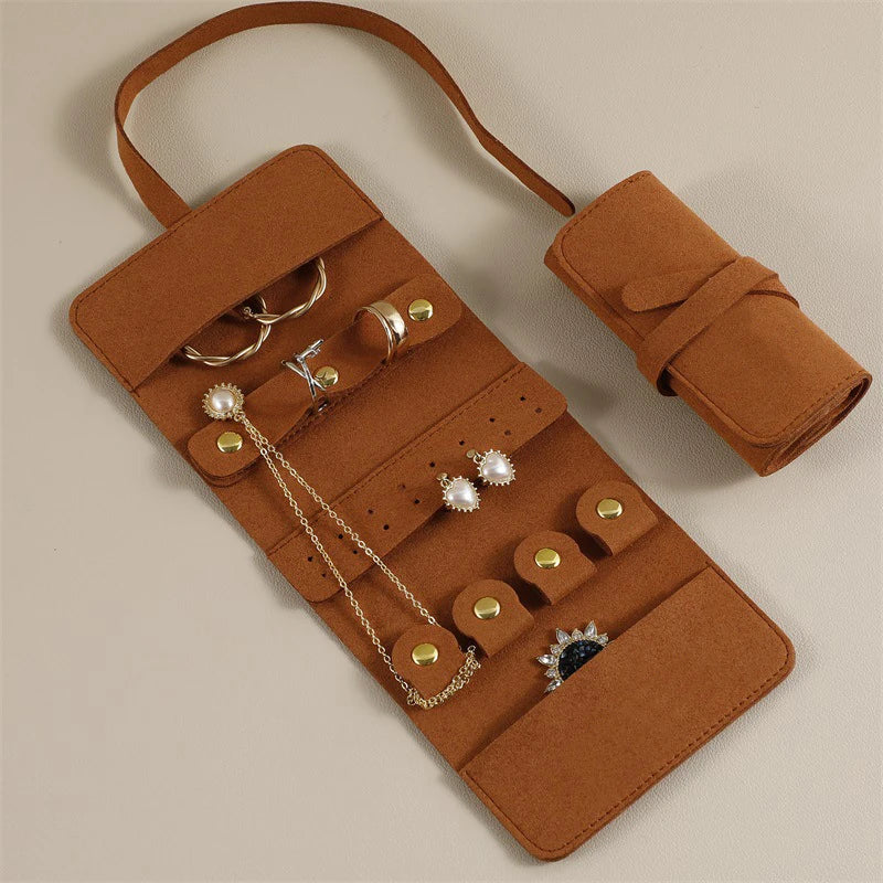 Exhibition Travel Portable Jewelry Storage Bag Microfiber Ring Earrings Display Collection Bag