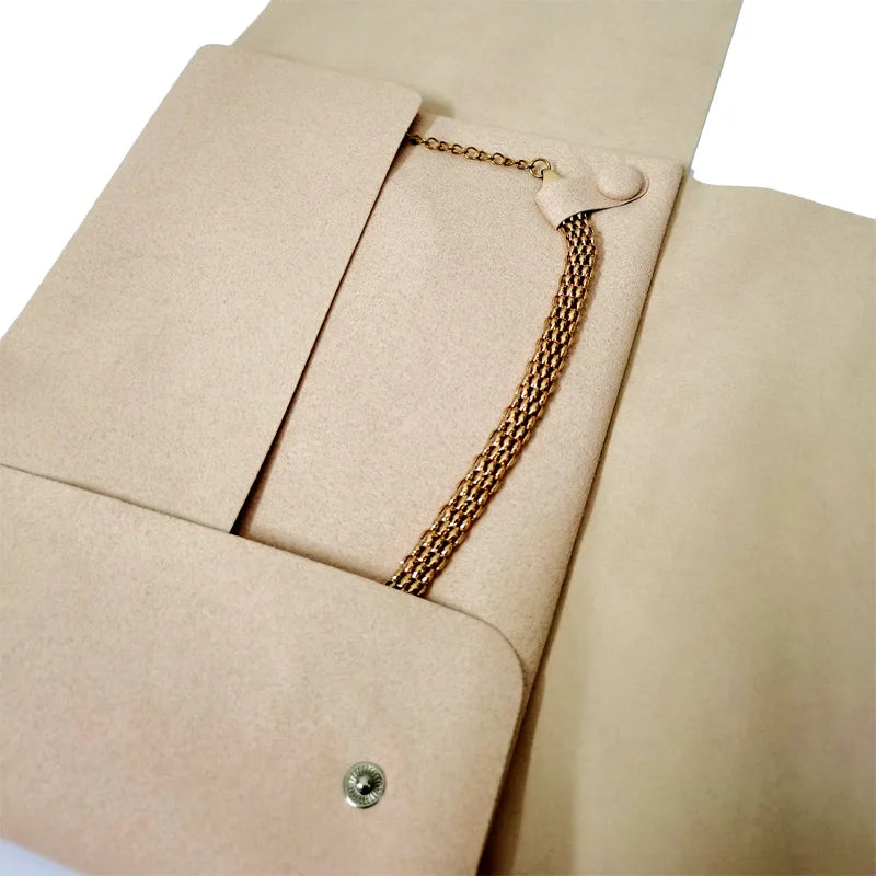 Microfiber Jewelry Display Pouch Pearl Neckalce Organizer Chain Storage Bag for Exhibition Green Blue Brown Available