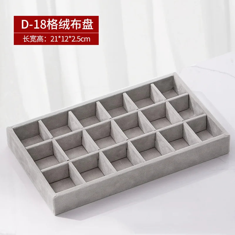 Dressing Table Drawer Storage Tray Hair Clip Lipstick Jewelry Collection Plate Gray Fabric Necklace Pendant Rings Holder