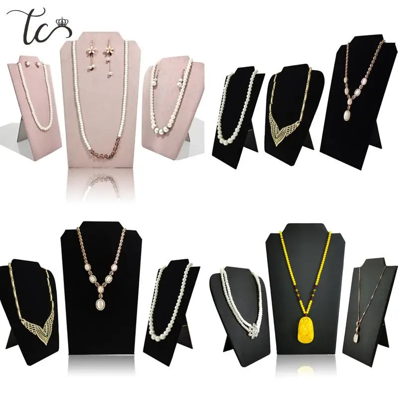 New Jewelry Display Stand Velvet Pu Pearl Necklace Display Board Pendant Earrings Storage Stand Counter Display