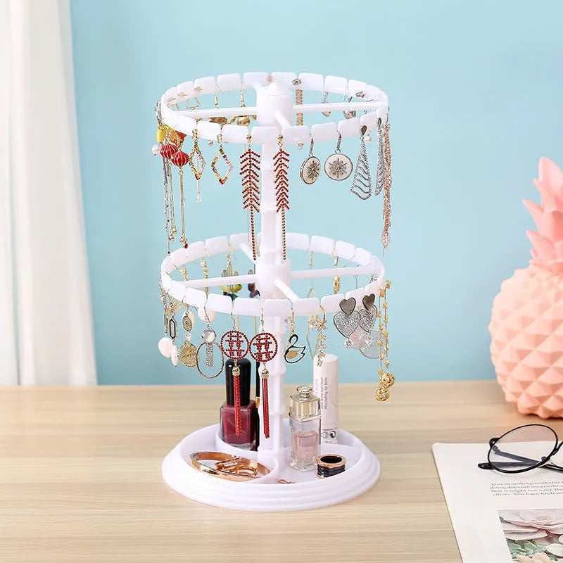 Multi-Layer Rotating Earring Organizer Earring Display Stand Bracelet Necklace Trinket Stand Scrunchie Jewelry Tray