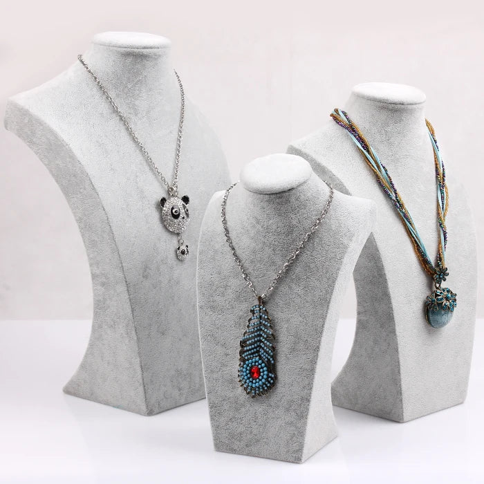 Pu Leather Portrait Neck Display Stand Bust Model Jewelry Pendant Shelf Jewelry Photo Props Jewelry Organizer