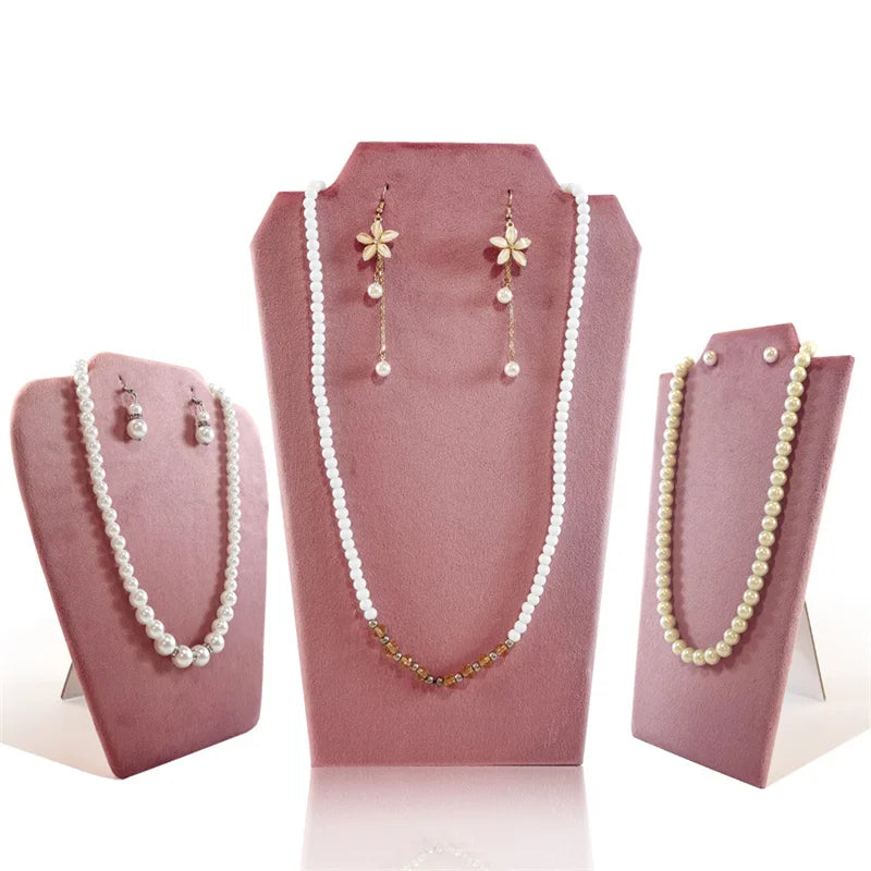 Velvet Necklace Display Stand Jewelry Organizer Rack Pearl Necklace Earrings Display Board for Exhibitor Jewelry Showcase Props