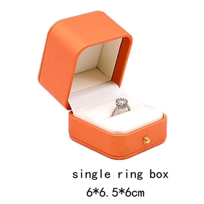 High Quality Pu Leather Jewelry Packaging Gift Box Proposal Ring Box Brooch Earring Display Box Necklace Collection Box