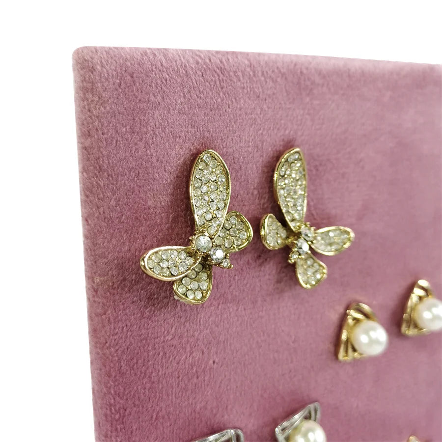 Pink Velvet Jewelry Organizer Trays Earrings Rings Holder Stud Ear Watch Bangle Storage Tray Jewelry Counter Jewelry Display