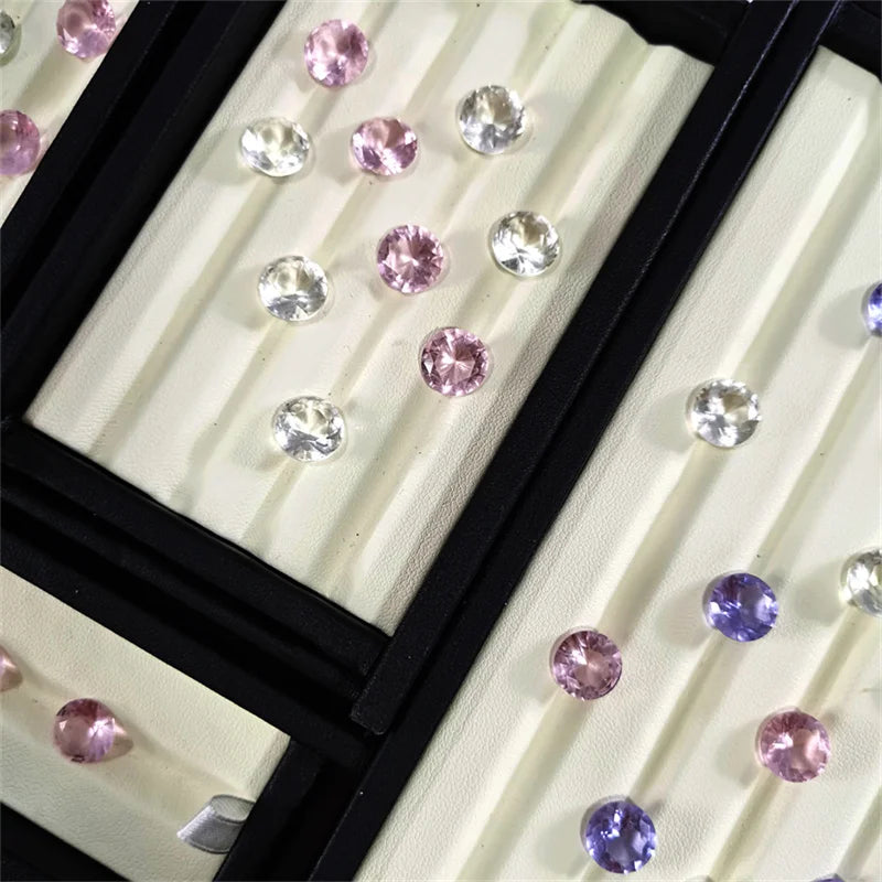 Jewelry Gem Stone Display Holder Loose Diamond Storage Case V Groove Jar Gemstone Size Selecting Tray White Leather