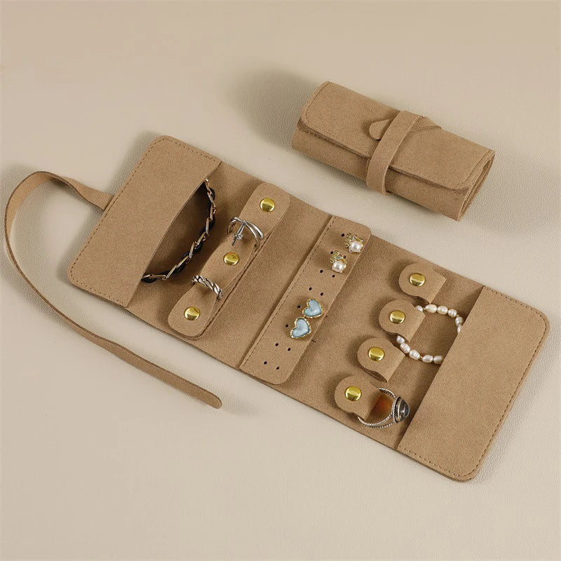 Exhibition Travel Portable Jewelry Storage Bag Microfiber Ring Earrings Display Collection Bag