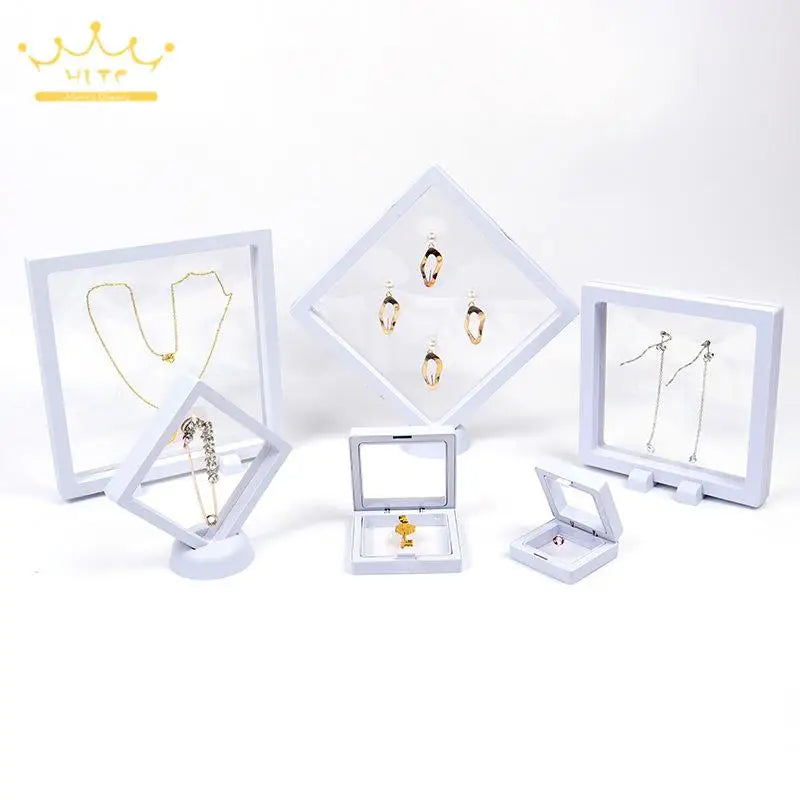 Bracelet Packaging Box 3D Pe Film Gemstone Membrane Display Holder Earring Ring Storage Case Jewelry Stand Floating Frame