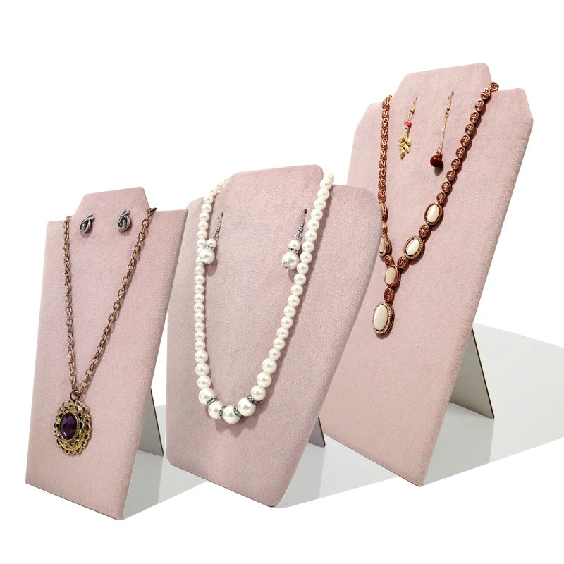 New Jewelry Display Stand Velvet Pu Pearl Necklace Display Board Pendant Earrings Storage Stand Counter Display