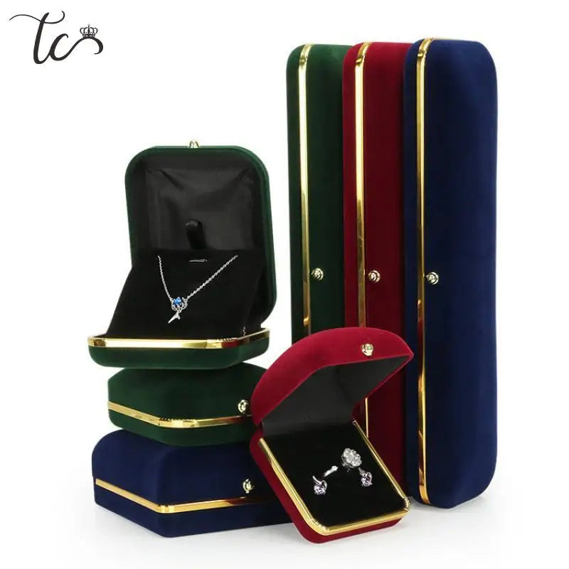 New Jewelry Storage Box Necklace Ring Display Box Earrings Bracelet Storage Box Phnom Penh Flannel Storage Box Gift Box