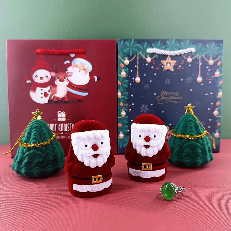 Christmas Gift Packaging Box Paper Jewelry Bag with Raffia Filler Wedding Party Necklace Ring Earring Small Accessory Gift Box