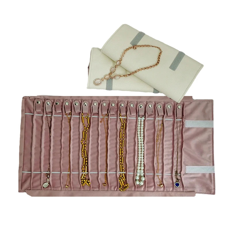 New Jewelry Roll Pack Pearl Necklace Bracelet Storage Display Bag Portable Travel Storage Display Roll Pack