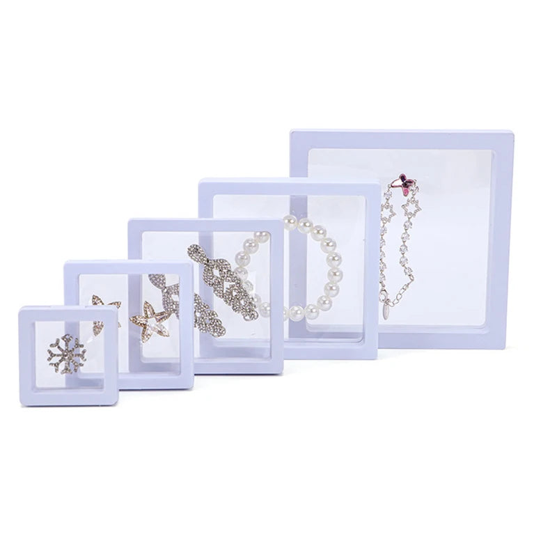 Bracelet Packaging Box 3D Pe Film Gemstone Membrane Display Holder Earring Ring Storage Case Jewelry Stand Floating Frame