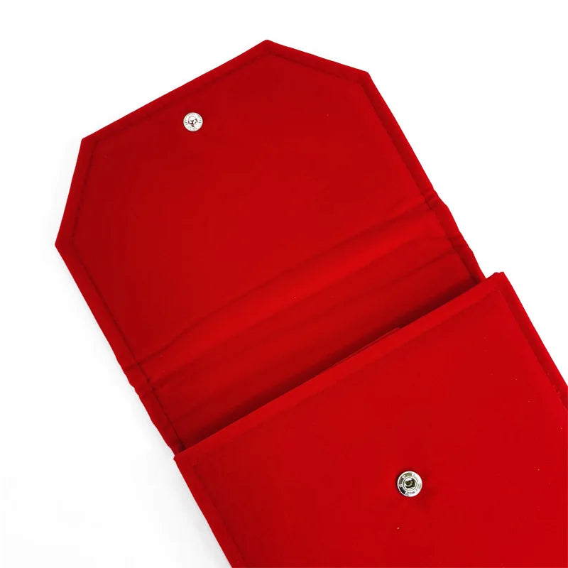 Chinese Red Necklace Organizer Velvet Jewelry Holder Pearl Necklace Storage Bag for Exhibitor Gold Chain Jewelry Holder